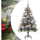 vidaXL Kunstkerstboom Groen en wit 150 cm PVC en Metaal en Plastic