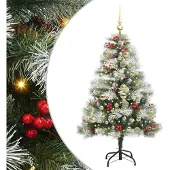 vidaXL Kunstkerstboom Groen en wit 150 cm PVC en Metaal en Plastic