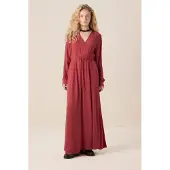 Sissy-Boy Rode maxi jurk met pofmouwen | Maat: M