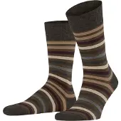 Falke Tinted Stripe gedessineerd wol katoen sokken heren groen - maat 47-50