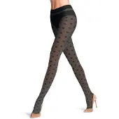 Falke Snow Dot gedessineerd materiaal transparent 25 DEN panty dames zwart - maat M-L