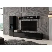 Meubella Wandmeubel Hoogglans Zwart Set van 3 TV-Meubel
