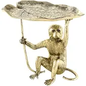 Invicta Design Bijzettafel WILDLIFE MONKEY 60cm goud antiek metaal handgemaakt - 44835