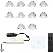 HOFTRONIC™ LED inbouwspot set Granada 10x3W dim-/kantelbaar IP44 vochtbestendig incl. Touch muurdimmer en afstandsbediening