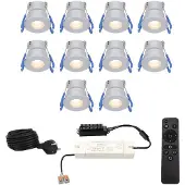 HOFTRONIC™ Milano - 10x inbouwspots veranda - Dimbaar LED - Complete set met afstandsbediening - Plug & Play - 12 Volt 3 watt - 2700K 200 lumen - IP65 waterdicht