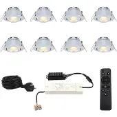 HOFTRONIC™ Sienna - 8x inbouwspots veranda - Dimbaar LED - Complete set met afstandsbediening - Kantelbaar - Plug & Play - 12 Volt 3 watt - 2700K 200 lumen - IP4