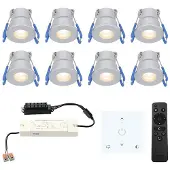 HOFTRONIC™ Milano - 8x inbouwspots veranda - Dimbaar LED - Complete set met afstandsbediening & muurdimmer - Plug & Play - 12 Volt 3 watt - 2700K 200 lumen - IP6