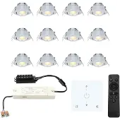 HOFTRONIC™ LED inbouwspot set Granada 12x3W dim-/kantelbaar IP44 vochtbestendig incl. Touch muurdimmer en afstandsbediening