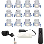 HOFTRONIC™ Milano - 12x inbouwspots veranda - Dimbaar LED - Complete set met afstandsbediening - Plug & Play - 12 Volt 3 watt - 2700K 200 lumen - IP65 waterdicht