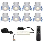 HOFTRONIC™ Milano - 8x inbouwspots veranda - Dimbaar LED - Complete set met afstandsbediening - Plug & Play - 12 Volt 3 watt - 2700K 200 lumen - IP65 waterdicht