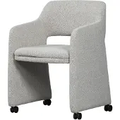 Woood Lyric Eetkamerstoel Met Wieltjes - Polyester - Greige - 79x59x58