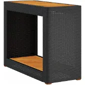 vidaXL Tuinbijzettafel met houten blad 100x40x75 cm poly rattan zwart