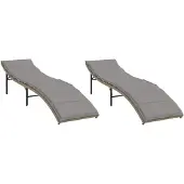 vidaXL Ligstoelen 2 st met kussens poly rattan beige