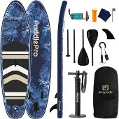 LifeGoods PaddlePro SUP Board - Opblaasbaar Paddle Board - Complete Set - Max. 150KG - 320x81cm - Tropical Blauw