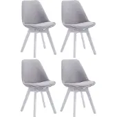 CLP Set van 4 bezoekersstoelen Borneo V2, bekleed met grijze stof, met een wit frame