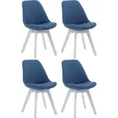CLP Set van 4 bezoekersstoelen Borneo V2, bekleed met blauwe stof, met bekleding en een wit frame