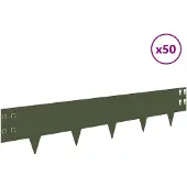 vidaXL Gazonrand 50 st 100 x 20 cm Staal Olijfgroen