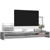 vidaXL Monitorstandaard 100x24x13 cm bewerkt hout betongrijs