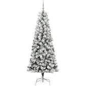 vidaXL Kunstmatige Hinged Kerstboom 300 LED's Groen en Wit 240 cm