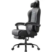 Songmics Ergonomische gamingstoel met vering en voetensteun, Zwart