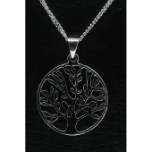 MOOYE ® - Collectie Zilveren Levensboom ketting hanger - rond