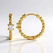 Cavill - Zilveren oorbellen met witte saffieren 0,513 ct - 925 Sterling zilver verguld - 18 mm elegante hoepels - briljant geslepen ronde stenen
