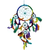 Ruben Robijn Dromenvanger rainbow veren 16 cm 5 ringen