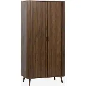 Sweeek Scandinavische kledingkast met 2 schuifdeuren 90cm Walnoot
