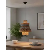 Nova Luce Rotan hanglamp Mande blauw met bruin