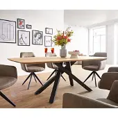 DELIFE Eettafel Edge Boot 200x100x2,5-3 eiken natuur kruisframe rechthoek zwart Schweizer Kante