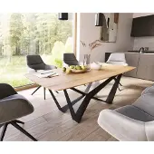 DELIFE Eettafel Edge Boot 200x100x2,5-3 eiken natuur Spider staal zwart Schweizer Kante
