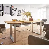DELIFE Eettafel Edge Boot 200x100x2,5-3 eiken natuur roestvrij staal smal Schweizer Kante