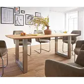 DELIFE Eettafel Edge Boot 200x100x2,5-3 eiken natuur roestvrij staal breed Schweizer Kante