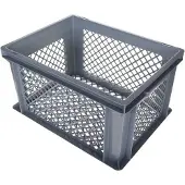 Benson Fietskrat - grijs - lichtgewicht - 40x30x22 cm - melkkrat - Fietsmand