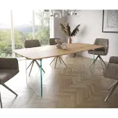 DELIFE Eettafel Edge Boot 200x100x2,5-3 eiken natuur glas Schweizer Kante
