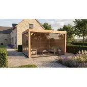 Weka Tuinoverkapping Lumley, 399x307 cm, met 2 glazen schuifdeuren, in natuurlijke staat