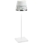 Zafferano Poldina Strip accu-tafellamp IP65 Strip, dimbaar, wit / opaal, Woon-/ Eetkamer, Aluminium, Design
