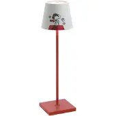 Zafferano Poldina Aviator LED tafellamp op accu, IP65 Aviator, dimbaar, rood, Woon-/ Eetkamer, Aluminium, Design