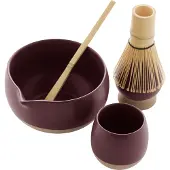 Point-Virgule theeset Matcha 5-delig aardewerk - bordeaux - 19 x 19 x 8 cm