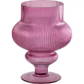 J-Line vaas Ada geribbeld glas small - fuchsia - 20 x 25 cm