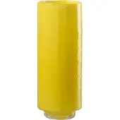 J-Line vaas reliëf cilinder glas - geel - 14 x 36 cm