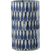 J-Line kaarshouder glas blauw/wit - 10 x 18 cm