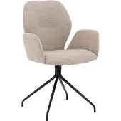 Goossens Eetkamerstoel Hera wit stof met armleuning, modern design