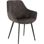 Goossens Eetkamerstoel Ebi groen velvet stof met armleuning, elegant chic