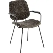 Goossens Eetkamerstoel Hjalmar groen stof met armleuning, modern design