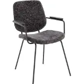 Goossens Eetkamerstoel Hjalmar antraciet stof met armleuning, modern design