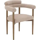 Goossens Eetkamerstoel Splinter bruin stof met armleuning, elegant chic