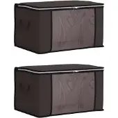 vidaXL opbergdoos met doorzichtige zijkant 2 st Nonwoven stof 61,6 L