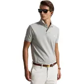 Ralph Lauren Custom Slim Fit poloshirt grijs gemêleerd