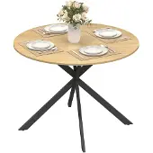 HOMCOM Eettafel-Spaanplaat, Staal-100L x 100B x 75H cm-Eiken